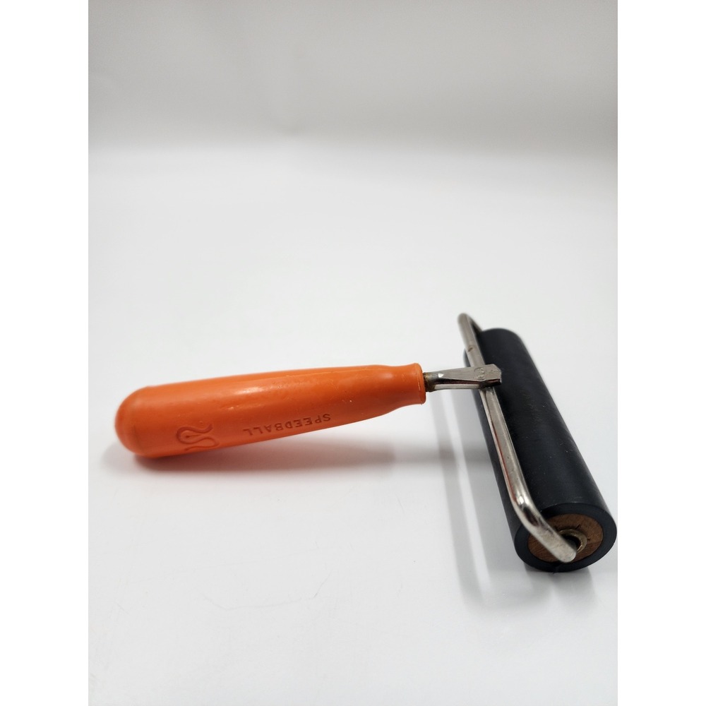 Speedball 4 Inch Soft Rubber Brayer Printmaking Roller Orange Handle 4171
